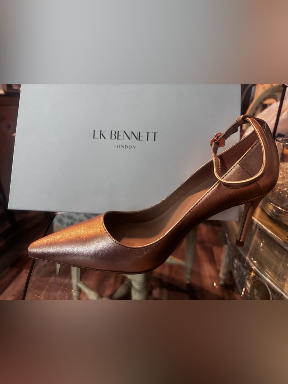 Copper leather heels NWT in box